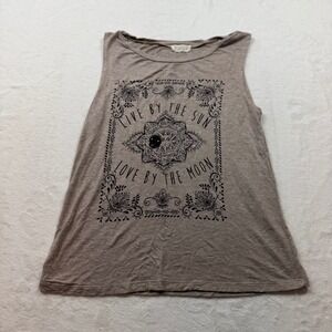Moonchild Graphic Tank Top Womens Medium Brown Celestial Sun Moon Excellent Boho